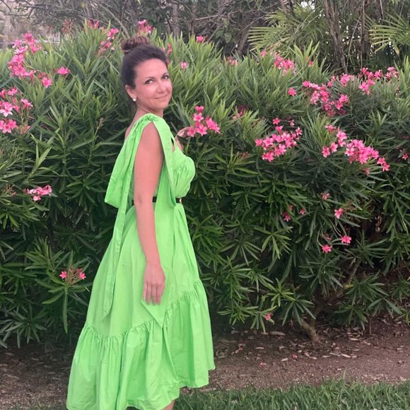 Christopher John Rogers x Target green dress with accent bows tie straps - Picture 3 of 4